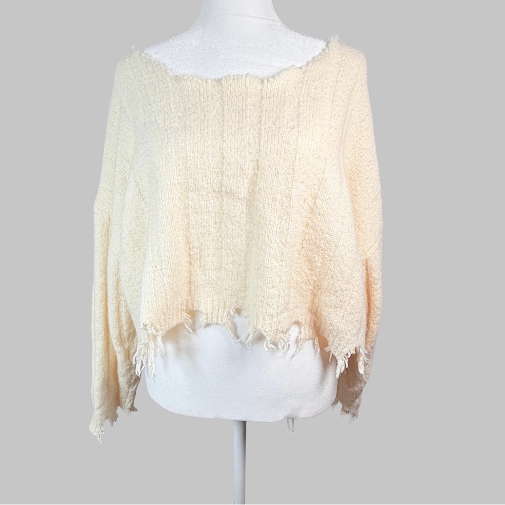 American Threads Off-the-Shoulder Cream Sweater